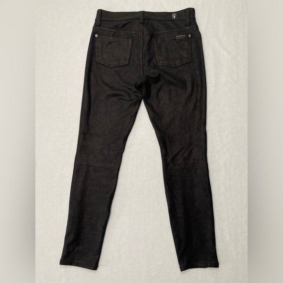 7 For All Mankind Shiny Spandex Black Skinny Pants Size 26 #1340 - Picture 6 of 12